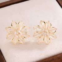 1 Pair French Style Sweet Flower Plating Inlay Alloy Crystal 14k Gold Plated Ear Studs main image 1