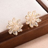 1 Pair French Style Sweet Flower Plating Inlay Alloy Crystal 14k Gold Plated Ear Studs main image 4