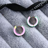 1 Pair Casual Simple Style Classic Style Round Plating 304 Stainless Steel Gold Plated Silver Plated Earrings main image 3