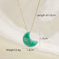 304 Stainless Steel Natural Stone 14K Gold Plated Modern Style Plating Moon Pendant Necklace sku image 2