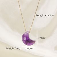 304 Stainless Steel Natural Stone 14K Gold Plated Modern Style Plating Moon Pendant Necklace sku image 6