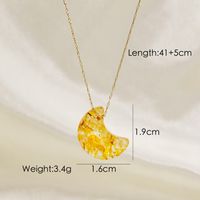 304 Stainless Steel Natural Stone 14K Gold Plated Modern Style Plating Moon Pendant Necklace sku image 4