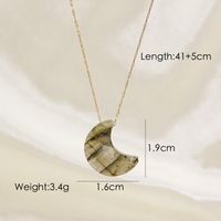 304 Stainless Steel Natural Stone 14K Gold Plated Modern Style Plating Moon Pendant Necklace sku image 4