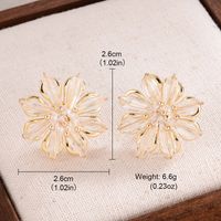 1 Pair French Style Sweet Flower Plating Inlay Alloy Crystal 14k Gold Plated Ear Studs sku image 1