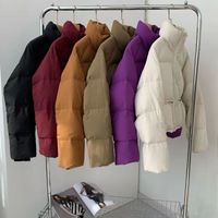 Femmes Décontractée Couleur Unie Fermeture Éclair Manteau Vêtements En Coton main image 6