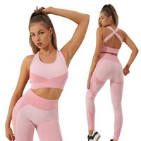 Simple Style Solid Color Nylon Round Neck Backless Tracksuit Racerback Tank Tops Leggings main image 1