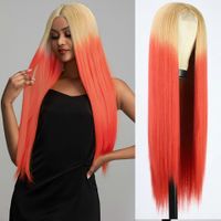 Women's Sweet Holiday Party Chemical Fiber High Temperature Wire Centre Parting Long Straight Hair Wigs sku image 3