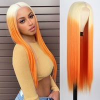 Femmes Doux Fête De Vacances Fiber Chimique Haute Température Fil Centre Parting Longue Droite Cheveux Perruques sku image 1