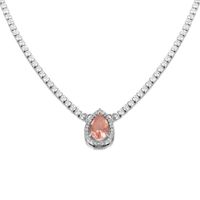 Wholesale Casual Classic Style Water Droplets Copper Inlay Rhodium Plated Zircon Pendant Necklace sku image 7