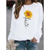 Mujeres Sudadera Manga Larga Sudaderas Con Capucha Y Sudaderas Impresión Casual Girasol Letra main image 1