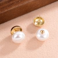 1 Pair Elegant Simple Style Solid Color Plating Inlay Copper Pearl 14k Gold Plated Ear Studs main image 4