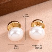 1 Pair Elegant Simple Style Solid Color Plating Inlay Copper Pearl 14k Gold Plated Ear Studs sku image 1