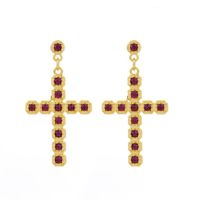 1 Paar Klassischer Stil Kreuzen Inlay Legierung Zirkon Tropfenohrringe sku image 2