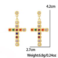 1 Pair Classic Style Cross Inlay Alloy Zircon Drop Earrings main image 3