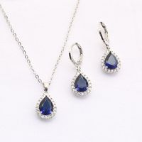Copper Rhodium Plated Casual Simple Style Korean Style Inlay Round Water Droplets Zircon Earrings Necklace sku image 2