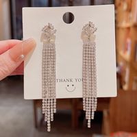 1 Pair Simple Style Tassel Inlay Alloy Zircon Drop Earrings main image 5