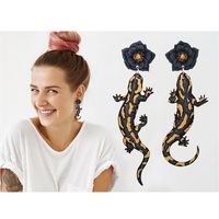 1 Pair Funny Gecko Patchwork Arylic Drop Earrings main image 4