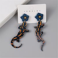 1 Par Gracioso Gecko Labor De Retazos Arílico Pendientes De Gota sku image 1