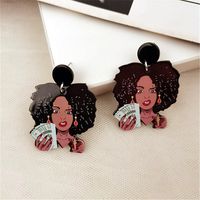 1 Pair Retro Human Printing Arylic Drop Earrings sku image 1