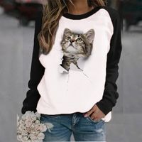 Women's Hoodie Long Sleeve Hoodies & Sweatshirts Printing Casual Cute Cat main image 3