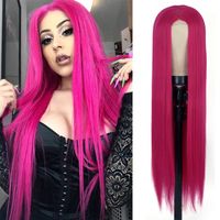 Female Wig Foreign Trade Chemical Fiber High-temperature Fiber Long Straight Hair Center-parted Wig Head Cover Wig main image 5