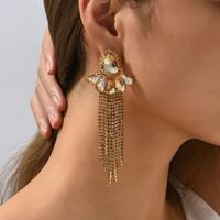 1 Pair Elegant Flower Inlay Copper Alloy Glass Dangling Earrings main image 9