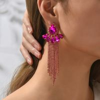 1 Pair Elegant Flower Inlay Copper Alloy Glass Dangling Earrings main image 1
