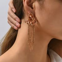 1 Pair Elegant Flower Inlay Copper Alloy Glass Dangling Earrings main image 7