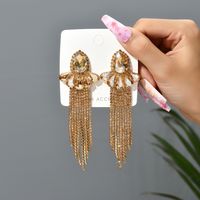 1 Pair Elegant Flower Inlay Copper Alloy Glass Dangling Earrings main image 3