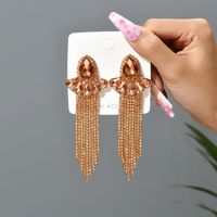 1 Pair Elegant Flower Inlay Copper Alloy Glass Dangling Earrings sku image 5