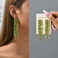 1 Pair Simple Style Leaf Rhinestone Inlay Artificial Gemstones Women's Earrings main image 4