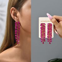 1 Pair Simple Style Leaf Rhinestone Inlay Artificial Gemstones Women's Earrings main image 3