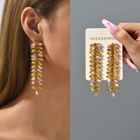 1 Pair Simple Style Leaf Rhinestone Inlay Artificial Gemstones Women's Earrings main image 7