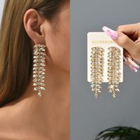 1 Pair Simple Style Leaf Rhinestone Inlay Artificial Gemstones Women's Earrings main image 8