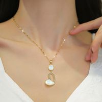 Wholesale Sweet Commute Heart Shape Titanium Steel Copper Plating Inlay Shell Pendant Necklace main image 2