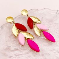 1 Pair Hawaiian Beach Artistic Leaves Plating 304 Stainless Steel 14K Gold Plated Drop Earrings sku image 4