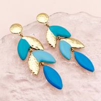 1 Pair Hawaiian Beach Artistic Leaves Plating 304 Stainless Steel 14K Gold Plated Drop Earrings sku image 2