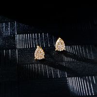 1 Pair Hip-Hop Cool Style Shiny Water Droplets Plating Inlay Copper Zircon Ear Studs main image 1