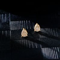 1 Paire Hip Hop Style Cool Brillant Les Gouttelettes D'Eau Placage Incruster Le Cuivre Zircon Boucles D'Oreilles main image 6