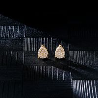1 Pair Hip-Hop Cool Style Shiny Water Droplets Plating Inlay Copper Zircon Ear Studs main image 5