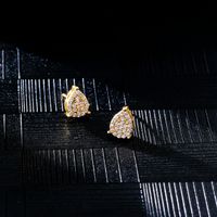 1 Pair Hip-Hop Cool Style Shiny Water Droplets Plating Inlay Copper Zircon Ear Studs main image 2