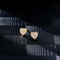 1 Pair Hip-Hop Cool Style Shiny Heart Shape Plating Inlay Copper Zircon Ear Studs main image 1