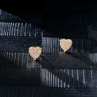 1 Pair Hip-Hop Cool Style Shiny Heart Shape Plating Inlay Copper Zircon Ear Studs main image 2