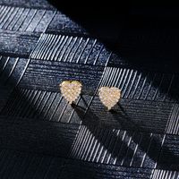 1 Pair Hip-Hop Cool Style Shiny Heart Shape Plating Inlay Copper Zircon Ear Studs main image 3