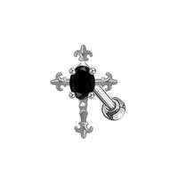 1 Pièce Hip Hop Traverser Forme De Cœur Placage Évider Incruster Acier Inoxydable Le Cuivre Strass Zircon Or Blanc Plaqué Plaqué Or Boucles D'oreilles sku image 8