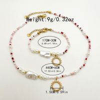 304 Stainless Steel Beaded Imitation Pearl Gold Plated Vintage Style Roman Style Beaded Plating Sun Beads Bracelets Necklace main image 2