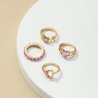 Lady French Style Round Alloy Plating Inlay Artificial Rhinestones 14k Gold Plated Women's Rings main image 4