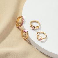 Lady French Style Round Alloy Plating Inlay Artificial Rhinestones 14k Gold Plated Women's Rings main image 1