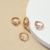 Lady French Style Round Alloy Plating Inlay Artificial Rhinestones 14k Gold Plated Women's Rings main image 2