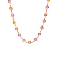 201 Edelstahl 18 Karat Vergoldet Hawaiisch Bohemien Emaille Überzug Chrysantheme Halskette sku image 3